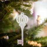 Ornament de Crăciun - irizat, cheie acrilică - 165 x 60 x 10 mm
