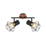 Plafoniera Industrial Klausen Skull AP2 2xE27 30x13x23cm Metal Lemn Negru Maro Corp Iluminat Modern pentru Living Hol Dormitor Design Urban Elegante