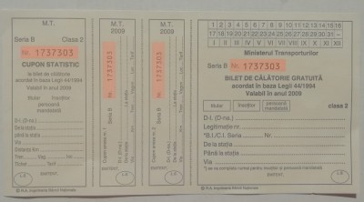 QW13 10 - 2009 - militar - document transport gratuit pentru militari - clasa II foto