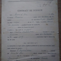 Ministerul Muncii / CONTRACT DE UCENICIE (băiat de prăvălie) - 1942