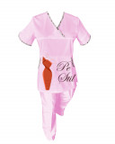 Cumpara ieftin Costum Medical Pe Stil, Roz deschis cu Elastan cu Garnitură stil Japonez, Model Sanda - 4XL, M