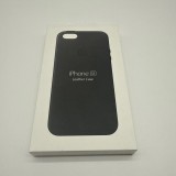 Husa de protectie Apple iPhone SE Leather Case Black, Negru, Piele