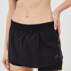 Adidas Performance pantaloni scurți de alergare run icons femei, culoarea negru, cu imprimeu, medium waist