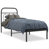 Cumpara ieftin Cadru de pat metalic cu tablie, negru, 75x190 cm