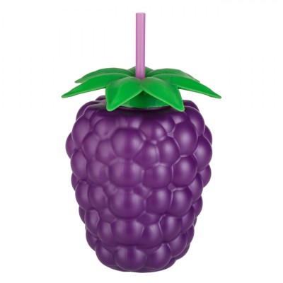 Pahar Plastic 3D Forma Mura cu Pai, Mov, Capacitate 800ml foto