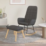 vidaXL Scaun balansoar cu taburet, gri &icirc;nchis, textil