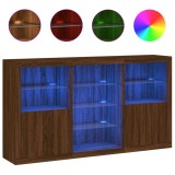 Servanta cu lumini LED, stejar maro, 181,5x37x100 cm