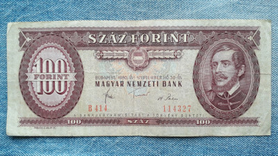 100 Forint 1980 Ungaria / Kossuth Lajos / seria 114327 foto