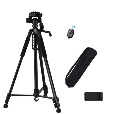 Trepied foto universal cu suport de telefon si telecomanda bluetooth, pentru camere, GoPro, telefon, filet 1 4, inaltime maxima 168 cm foto