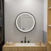 Oglinda LED Rotunda, 60cm, Celeste Majeste Noir MotionGlow Marcello, Sistem Dezaburire, Ceas &amp; Termometru, Dimabila ModernLight Concept