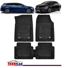 Covorase Auto TeamCar&reg; Tip Tavita Compatibile Renault Talisman Sedan si Estate (2015-2024) Negru Material Rezistent