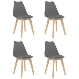 Cumpara ieftin Scaune de bucătărie, 4 buc., gri, plastic