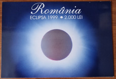 2000 lei 1999, eclipsa totala de soare, Romania, in folder foto