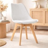 Scaun dining alb Artool Mark, din PP cu picioare din lemn natur, 49x43x82 cm