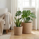 vidaXL Set de Ghivece pentru Plante 2 pcs natural &Oslash; 28 x 28 cm 42012239