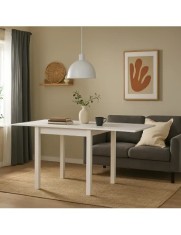 Masa living extensibila HM Gracjan, PAL Laminat, cant ABS, 80-160x80x76 cm, 6 persoane, alb