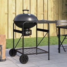 Trolly pentru grătar din cărbune vidaXL cu capac, Negru, 96x72x113 cm, Metal
