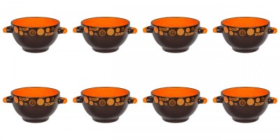 Set boluri supa, 8 piese, 650 ml, Ceramica, Maro Inchis foto