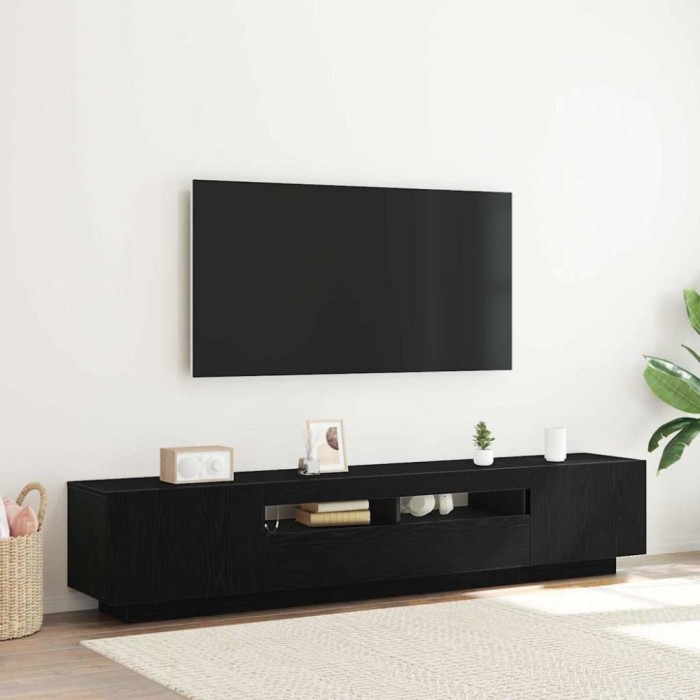 vidaXL Cabinet TV 2 pcs Negru 200 x 35 x 40 cm Lemn compozit