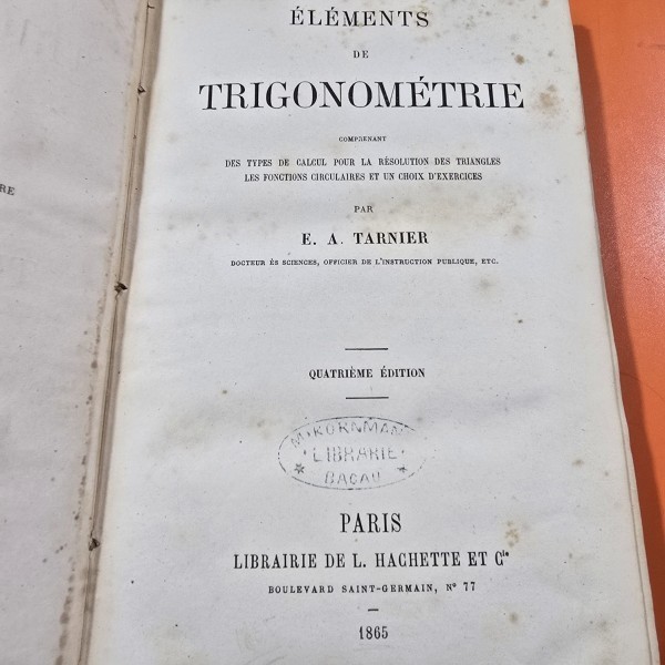 Elements de Trigonometrie - E.A. Tarnier quatrieme edition