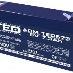 Acumulator AGM VRLA 6V 7.3Ah plumb acid 151x34x94 mm F1 terminal TED Battery Expert Holland