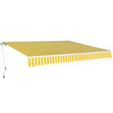vidaXL Copertină pliabilă, acționare manuală, 400 cm, galben/alb 275574