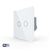 Cumpara ieftin Intrerupator dublu Wi-Fi cu touch Livolo, din sticla alba, serie noua