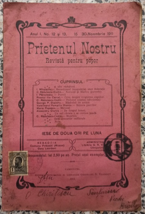 Prietenul nostru// Revista pentru popor, noiembrie 1911
