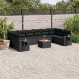 Cumpara ieftin Set canapele de grădină cu perne, 11 piese, negru, poliratan
