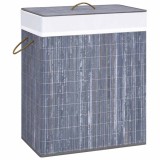 Cumpara ieftin Cos de rufe din bambus cu 2 sectiuni, gri, 100 L