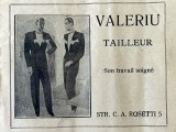 1931 Reclamă rom&acirc;nească VALERIU TAILLEUR Bucuresti interbelic Str. C.A. Rosetti Nr. 5 istoria modei barbatesti si confectiilor Romania capitalista