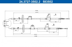 ATE 24.3727-3502.2 Cablu, frana de parcare