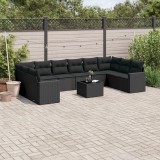 Gossi set canapele de gradina cu perne, 11 piese, negru, poliratan
