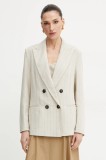 MAX&amp;Co. blazer din amestec de in culoarea bej, cu doua randuri de nasturi, cu imprimeu, 2516041094200