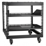 Rack metalic de podea sau perete 9U, 510 x 585 x 560 mm, Adancime reglabila 23-40 inch, Otel carbon, 4 x roti blocabile, Oem
