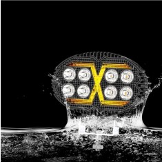 Proiector oval LED cu DRL 9-80V, 24W, alb-galben, carcasa aluminiu IP67
