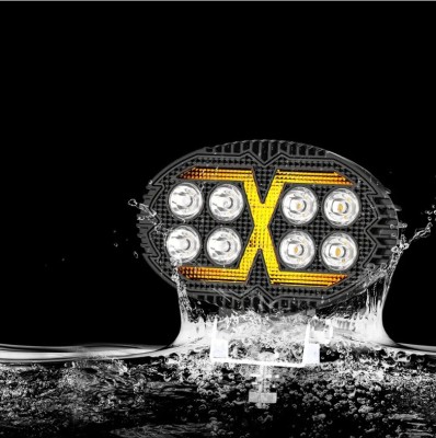 Proiector oval LED cu DRL 9-80V, 24W, alb-galben, carcasa aluminiu IP67 foto