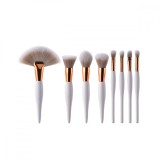 Cumpara ieftin Set de 8 pensule machiaj, model Luxury cupru golden cu maner alb pentru machiaj profesional, par pensula de calitate si moale