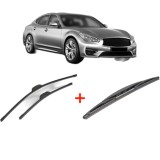 Cumpara ieftin Set 3 stergatoare INFINITI Q70 (Y51) din 2013, pentru parbriz si luneta fata si spate auto, Bosch Twin, din cauciuc siliconat rezistent, INFINITI