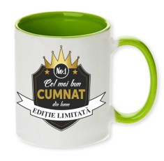 Cana maner verde personalizata &quot;Cel mai bun Cumnat&quot;, INOVATIX&reg;. 330ml