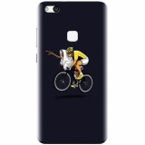 Husa silicon pentru Huawei P10 Lite, ET Riding Bike Funny Illustration