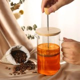 Infuzor ceai, sticla 1000 ml, capac lemn natural, filtru inox detasabil, ceainic elegant pentru infuzii, accesorii bucatarie premium, usor de curatat