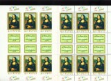 UNGARIA 1974-Mona Lisa Blocuri de 6+6 timbre cu vinieta DANTELAT si NEDANTELAT