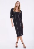 Rochie eleganta de ocazie neagra midi cu manaca - S(36)