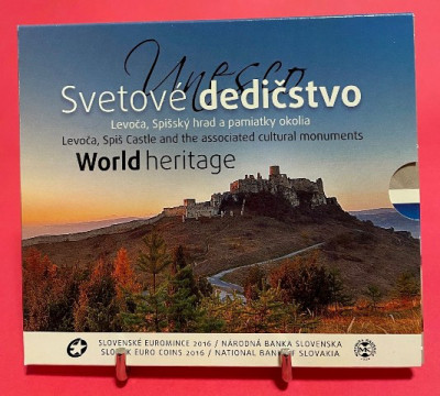 SLOVACIA 2016 -Set Euro + medalie argint &amp;ldquo;Patrimoniul Mondial UNESCO -Levoca&amp;rdquo; BU foto