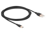 Cablu USB 2.0 A-C aurit 2,5m negru din silicon