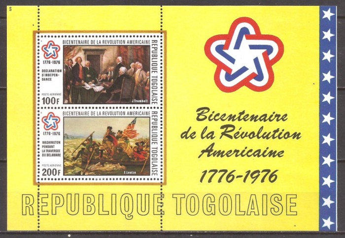 TOGO 1976 PICTURA REVOLUTIA U.S.A. ( colita dantelata ) NESTAMPILATA