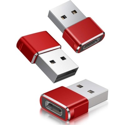 Set 3x Adaptor mini USB tip C la USB, viteza rapida de transfer - Rosu foto