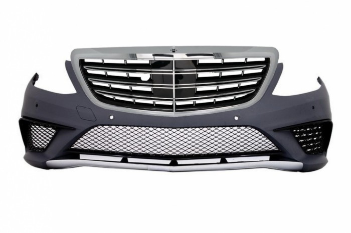 Bara Fata Mercedes W222 S-Class (2013-06.2017) S63 Design cu Grila Centrala Crom Performance AutoTuning