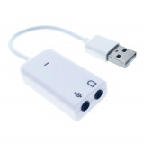 Cumpara ieftin Placa de sunet USB , Virtual 7.1 Channel, adaptor pentru casti si microfon, alba, Oem